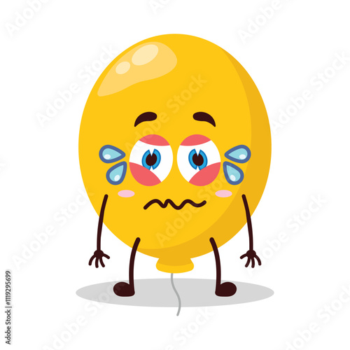 cute upset expression of yellow balloon cartoon character