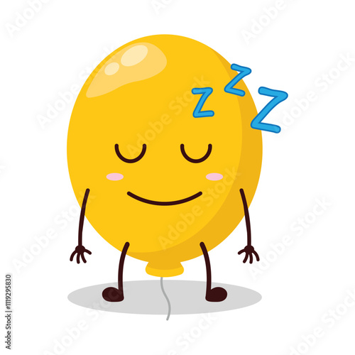cute sleep expression of yellow balloon cartoon character