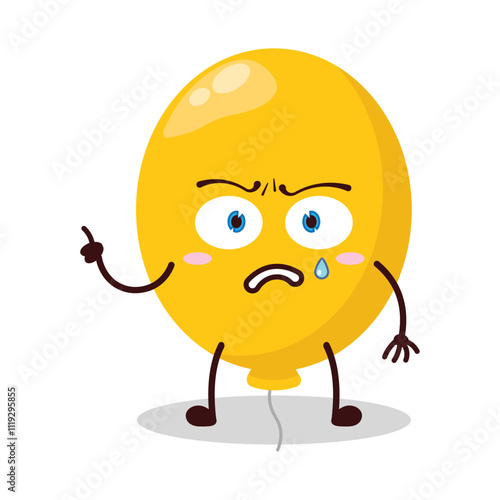 cute weird expression of yellow balloon cartoon character