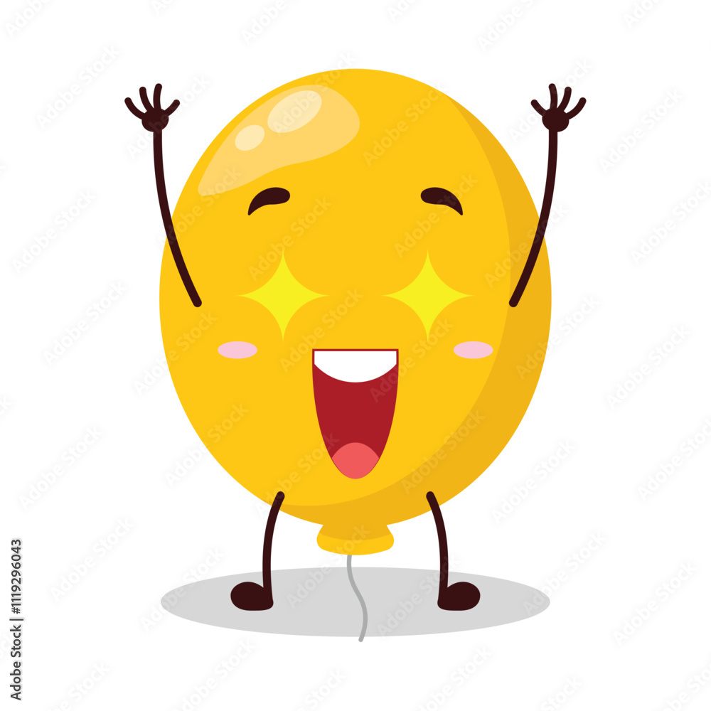 cute excited expression of yellow balloon cartoon character cute excited expression of yellow balloon cartoon character