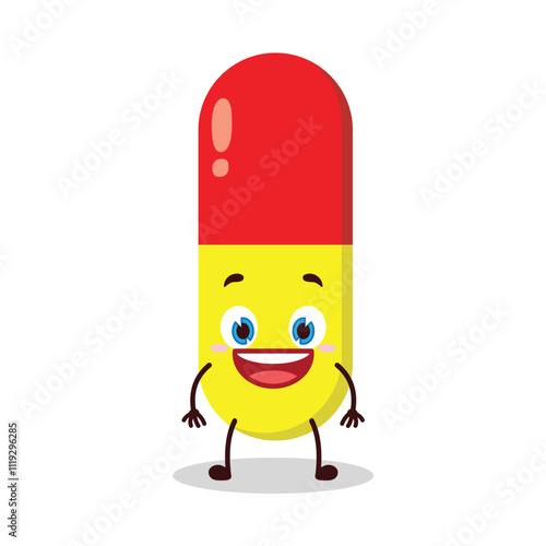 cute happy expression of drug capsule cartoon character