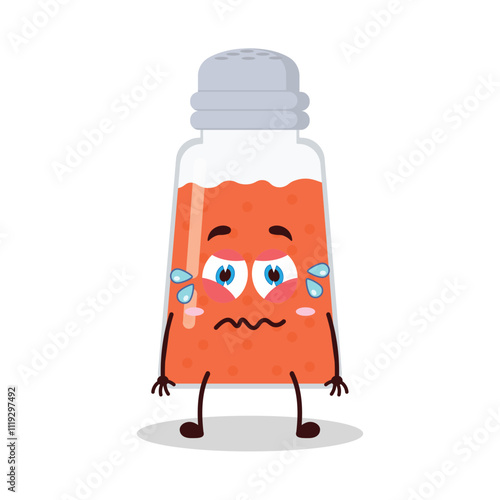 cute upset expression of chili powder cartoon character

