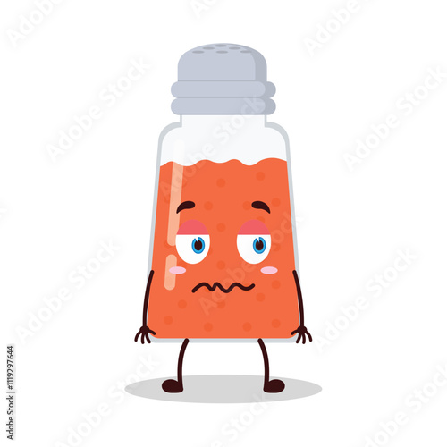 cute grumpy expression of chili powder cartoon character
