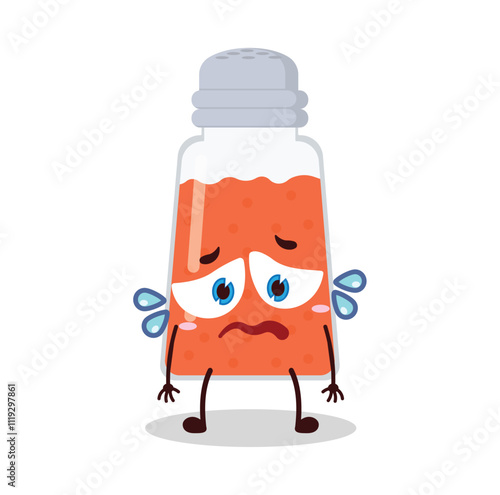 cute depressed expression of chili powder cartoon character
