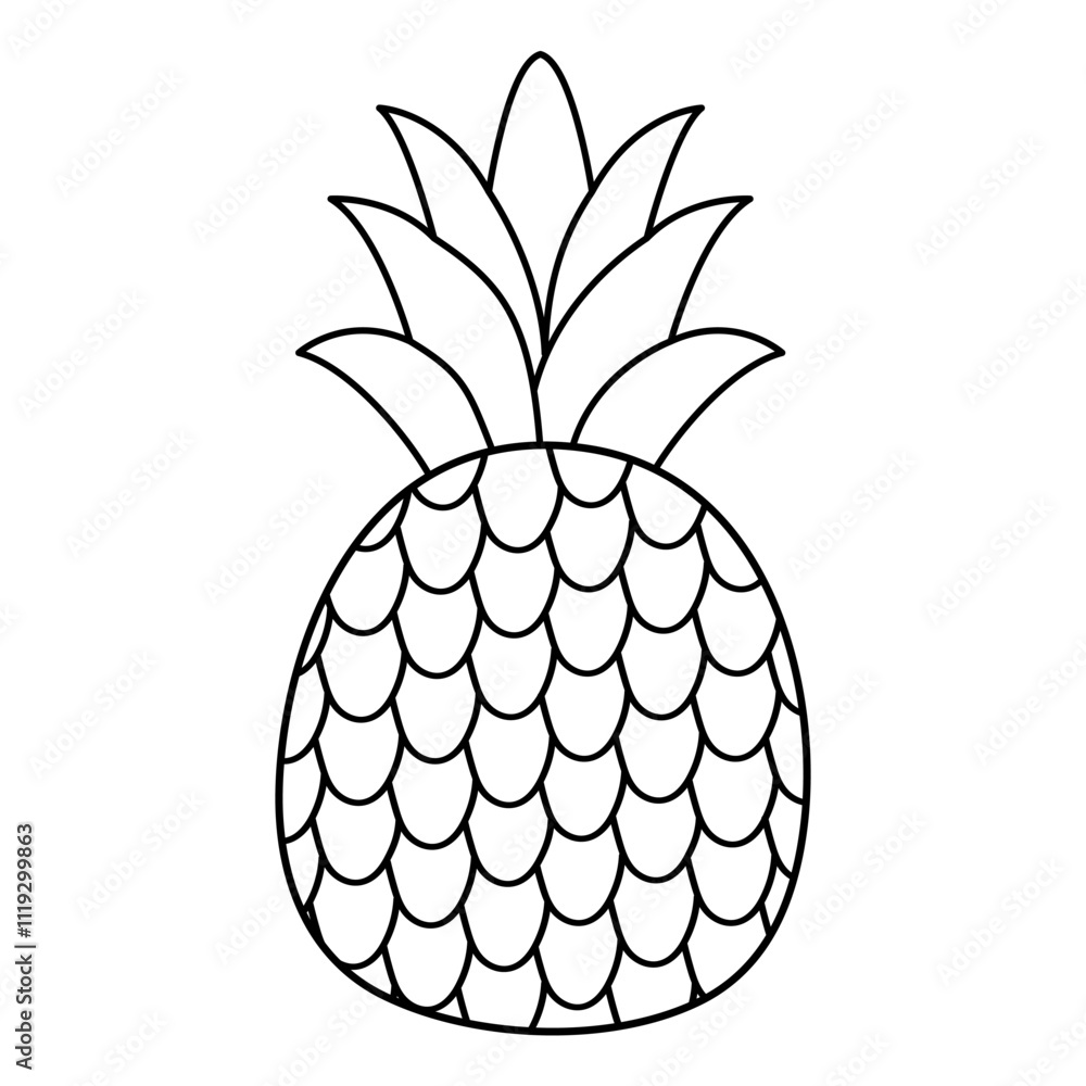 Doodle pineapple line icon. Simple drawing of whole pineapple. Outline clipart fruit Doodle pineapple line icon. Simple drawing of whole pineapple. Outline clipart fruit