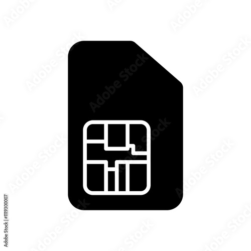 Sim card icon, flat style pictogram icon for mobile app ui or ux, vector illustration symbol logo design sign, isolated on white