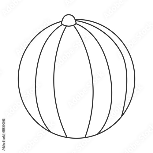 Black and white outline whole  watermelon. Lineart style watermelon