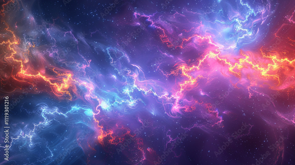 Abstract neon fractal formations resembling cosmic nebulae, with pulsating colors and space dust swirling in a high-definition, ultra-clear scene. Abstract neon fractal formations resembling cosmic nebulae, with pulsating colors and space dust swirling in a high-definition, ultra-clear scene.