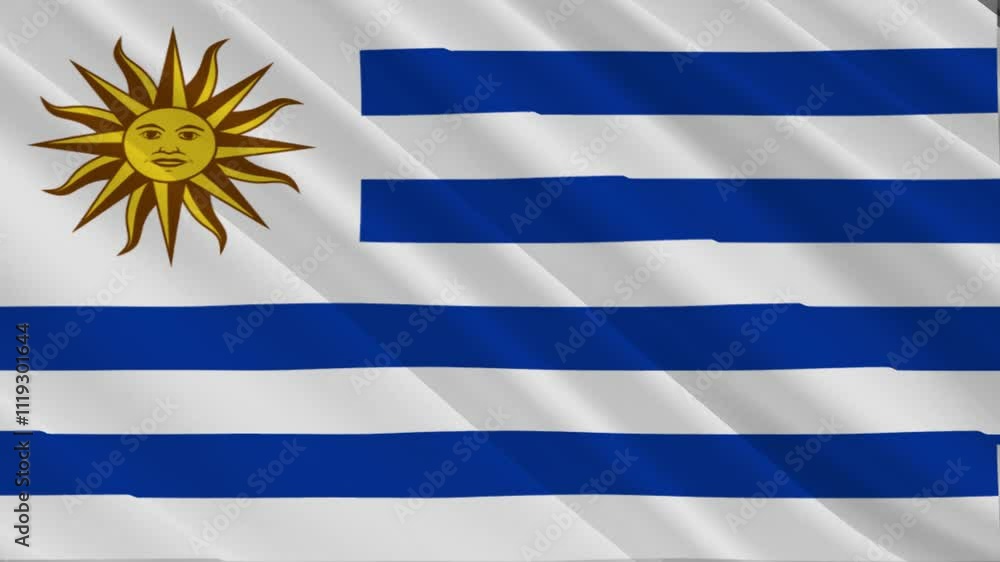 Uruguay Waving Flag, Motion Animation of Uruguay National Flag Uruguay Waving Flag, Motion Animation of Uruguay National Flag