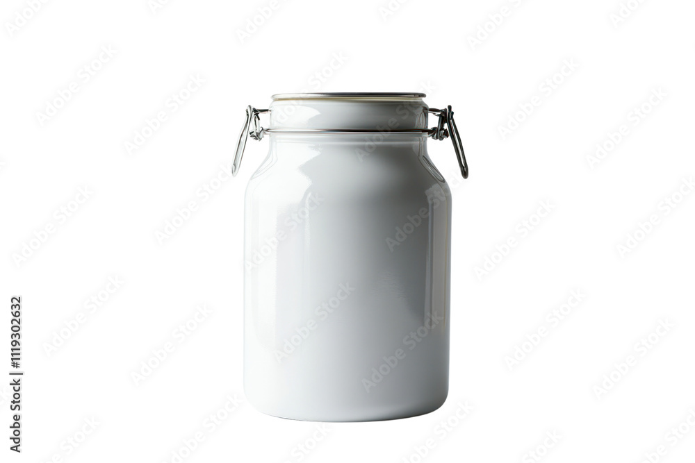 Classic White Ceramic Canister with Metal Clasps Classic White Ceramic Canister with Metal Clasps