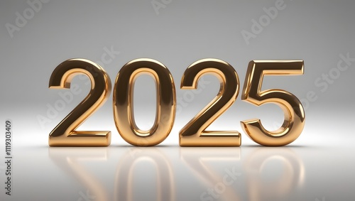 Happy New Year 2025, Beautiful 2025 Numbers Made of Luxury Golden on a White Background. High Quality Image for Websites, Backgrounds, Posters, and More.