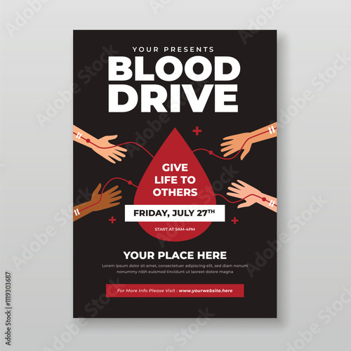 Blood drive flyer template. Donate blood to help others