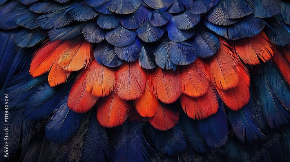 Obraz premium Vibrant Blue and Orange Feather Texture Background Close Up
