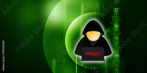 

2d illustration Cyber crime and internet privacy hacking. Network security, Cyber attack, Computer Virus, Ransomware, and Malware Concept