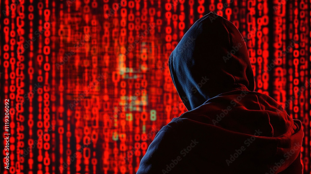 A cybersecurity expert analyzes network vulnerabilities on a large screen showing lines of code, warning symbols and interconnected servers, highlighting the insecurity of telecommunications systems. A cybersecurity expert analyzes network vulnerabilities on a large screen showing lines of code, warning symbols and interconnected servers, highlighting the insecurity of telecommunications systems.