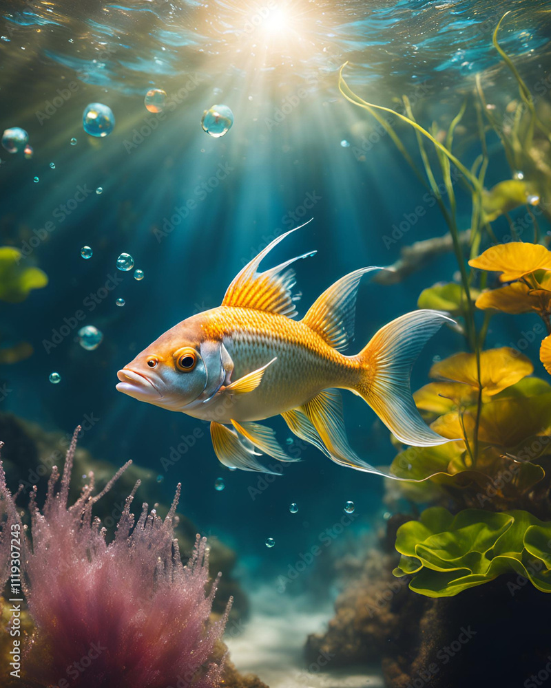 Fototapeta premium underwater world, colorful fish, fish swimming, ocean life, vibrant fish, marine life, coral reef, tropical fish, sea creatures, underwater scene, aquatic animals, colorful ocean, fish in water, ocean