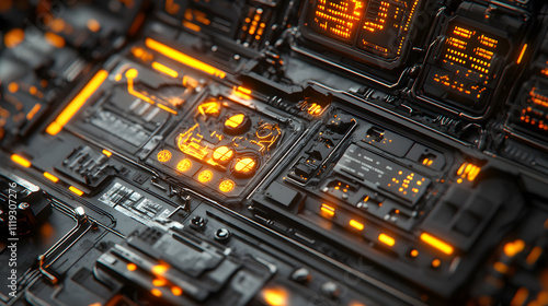 Futuristic 3D Rendering of a Digital Brain with Circuitry Representing AI Concepts. photo