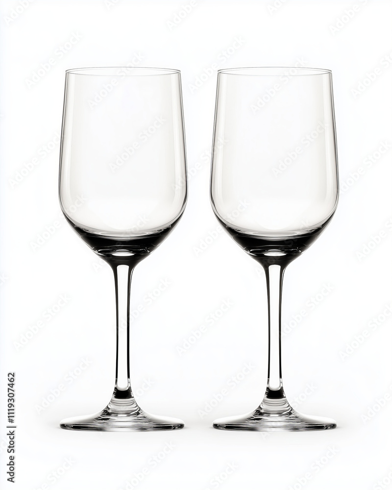 Pair of Empty Wine Glasses on White Background
Pair of Empty Wine Glasses on White Background