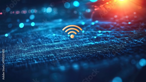 Wireless Network Signal on Digital Background