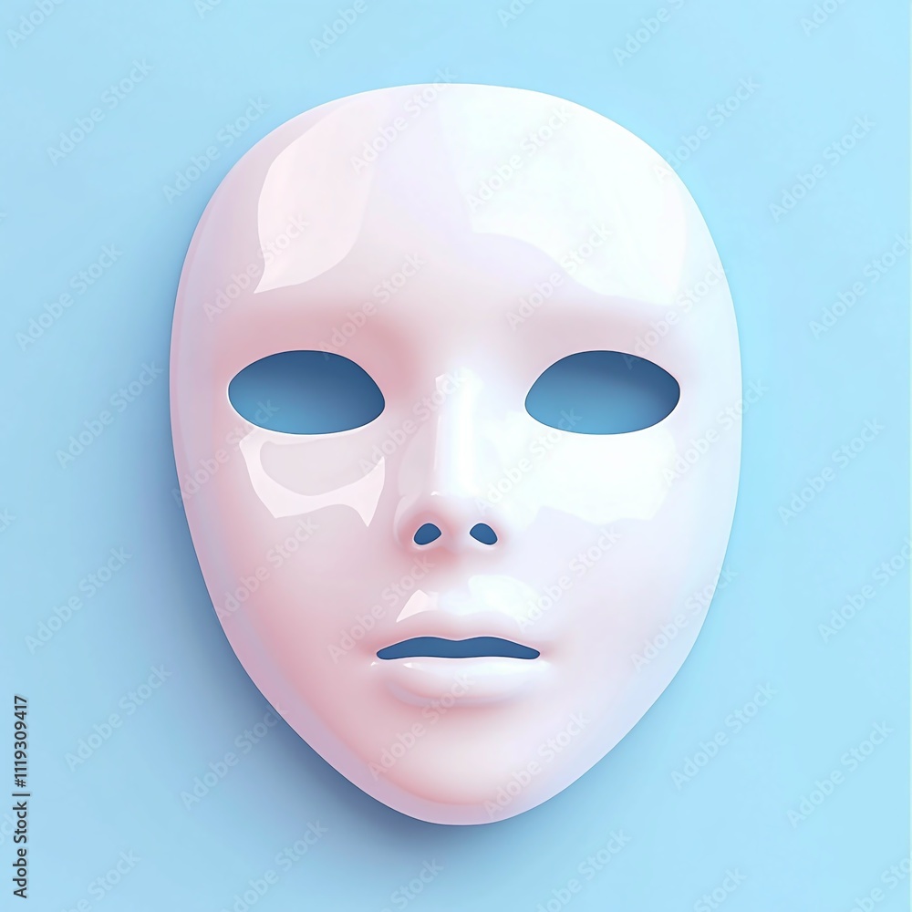 3D Sheet Mask Icon: Elegant Skincare Essentials illustration 3D Sheet Mask Icon: Elegant Skincare Essentials illustration