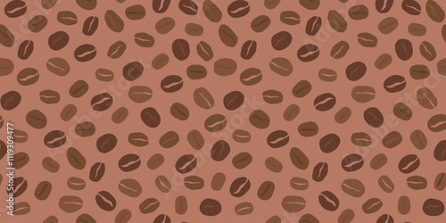 Seamless pattern with coffee beans. Abstract print. Vector graphics.