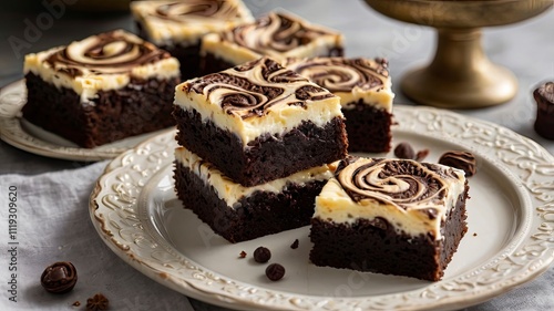 Wallpaper Mural Selected Focus Homemade Cream Cheese Brownies with Beatiful Swirl Motifs on Top Torontodigital.ca