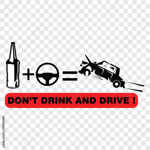 Don't Drink and drive, sign and vector