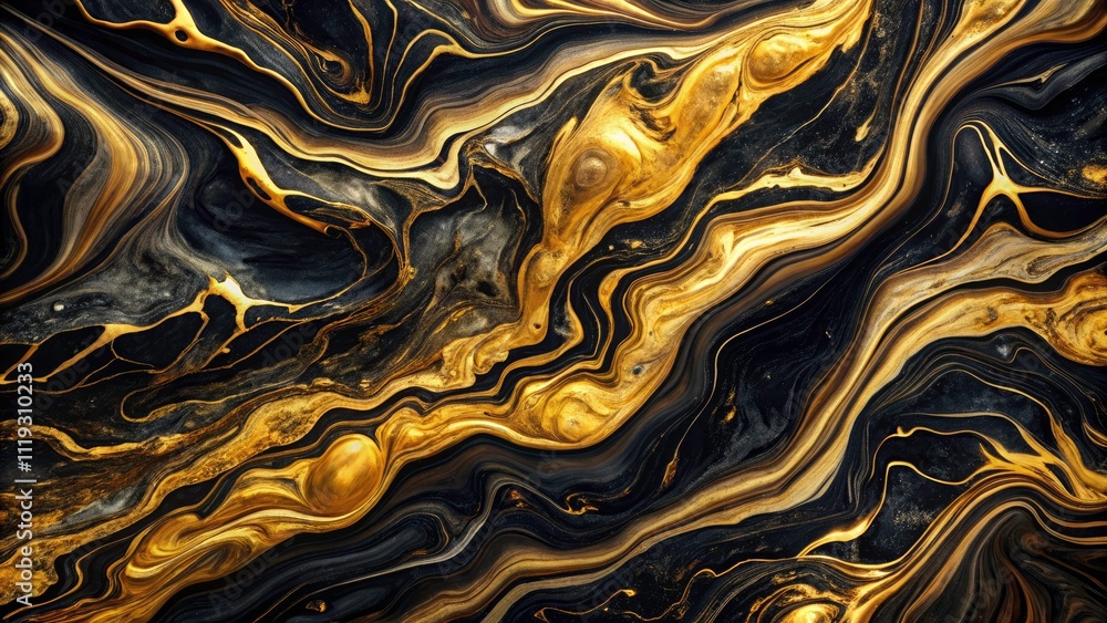 Obraz premium Abstract Black and Gold Marble Texture Background for Elegant Design, Luxury Decor, and Modern Aesthetics in High Resolution