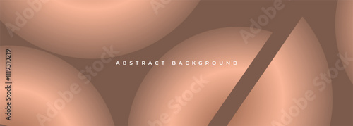 Mocha mousse abstract modern background with circles and circular shapes. Color of the year 2025. Wide vector illustration graphic design banner template.
