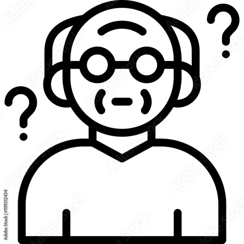 senile icon illustration design with outline