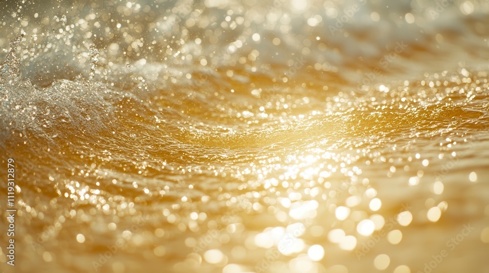 Golden Ocean Waves Sparkling Water Texture Sunlit Sea Surface Golden Ocean Waves Sparkling Water Texture Sunlit Sea Surface