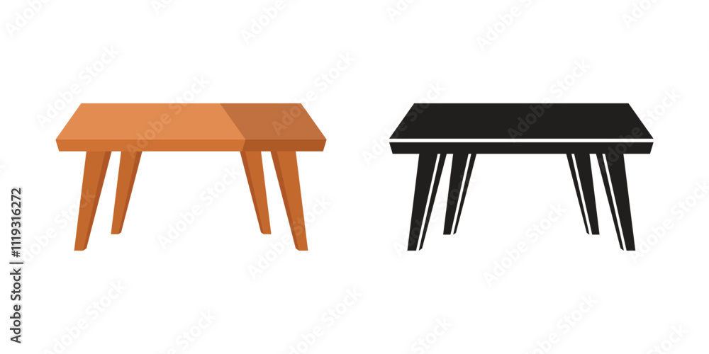 Table furniture icon in flat style. Wooden table vector illustration on isolated background. Dinner desk sign business concept. Table furniture icon in flat style. Wooden table vector illustration on isolated background. Dinner desk sign business concept.