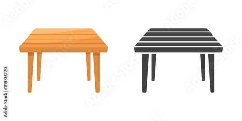 Table furniture icon in flat style. Wooden table vector illustration on isolated background. Dinner desk sign business concept.