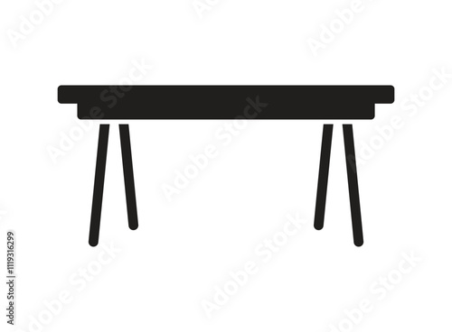 Table furniture icon in flat style. Wooden table vector illustration on isolated background. Dinner desk sign business concept.