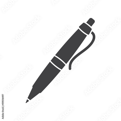 Ballpoint pen icon in flat style. Office tool vector illustration on isolated background. School equipment sign business concept.