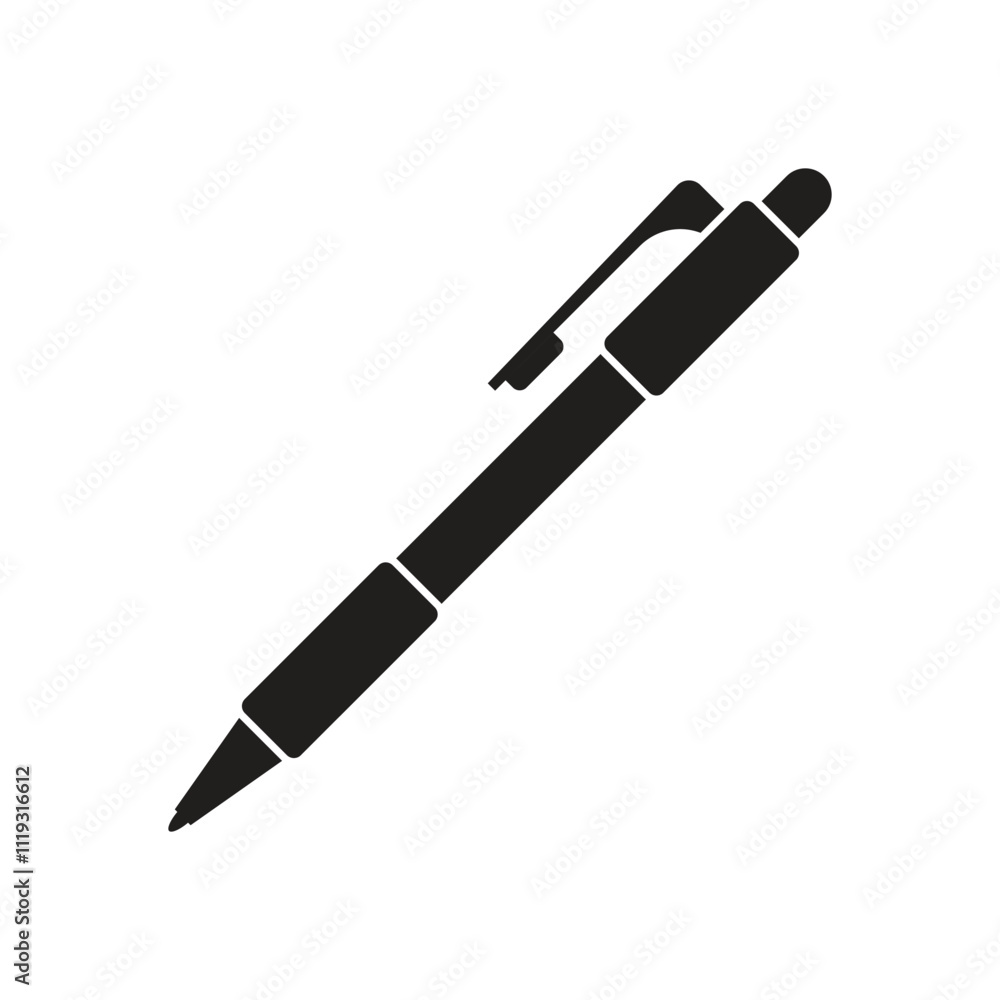 Ballpoint pen icon in flat style. Office tool vector illustration on isolated background. School equipment sign business concept. Ballpoint pen icon in flat style. Office tool vector illustration on isolated background. School equipment sign business concept.