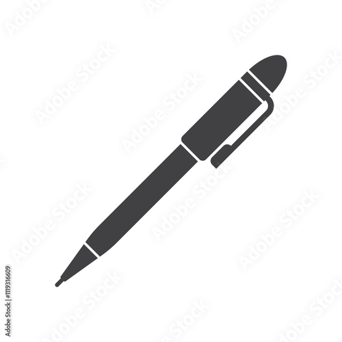 Ballpoint pen icon in flat style. Office tool vector illustration on isolated background. School equipment sign business concept.