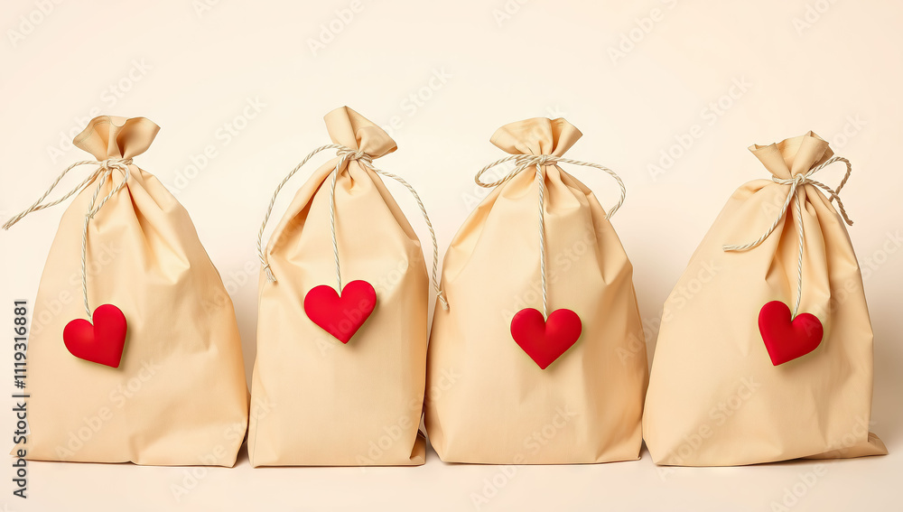 Kraft heart bag. Generative AI Kraft heart bag. Generative AI
