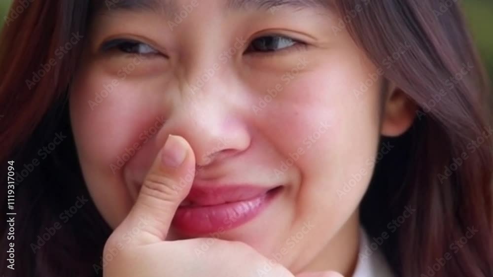 beautiful woman's expression is very cute and adorable beautiful woman's expression is very cute and adorable