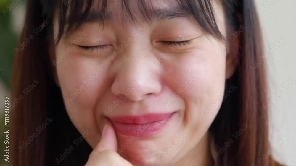 beautiful woman's expression is very cute and adorable beautiful woman's expression is very cute and adorable