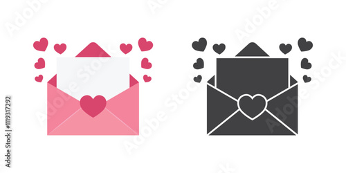 Envelope with heart icon in flat style. Valentines day email vector illustration on isolated background. Postcard sign business concept.