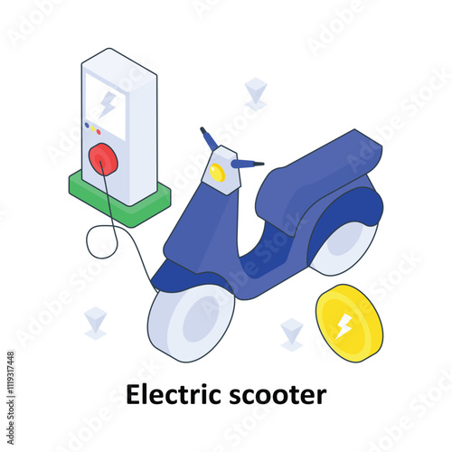 Electric scooter isometric Colored illustration. EPS File stock illustration