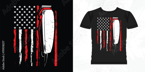 American Flag Funny Barbershop Retro Vintage Barber T-shirt Design