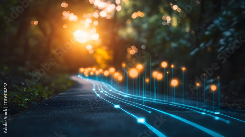 Business plan roadmap with milestones and goals concept