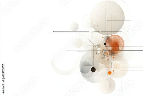 A simplistic abstract artwork of circles and lines on a white background, showcasing minimalistic style and clean, modern artistic design.