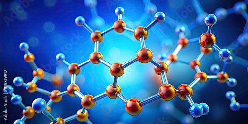 Curcumenol Skeletal Structure Diagram - Scientific Illustration of Sesquiterpene Compound on Blue Background for Educational Use and Food Chemistry Research photo