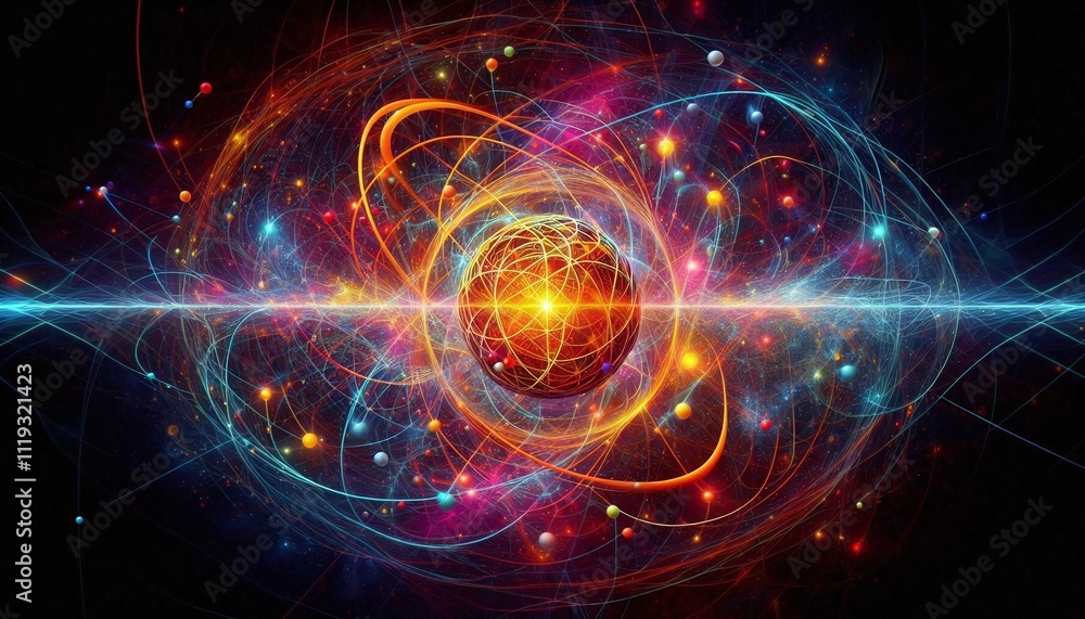 futuristic illustration showing the complexity of atoms futuristic illustration showing the complexity of atoms