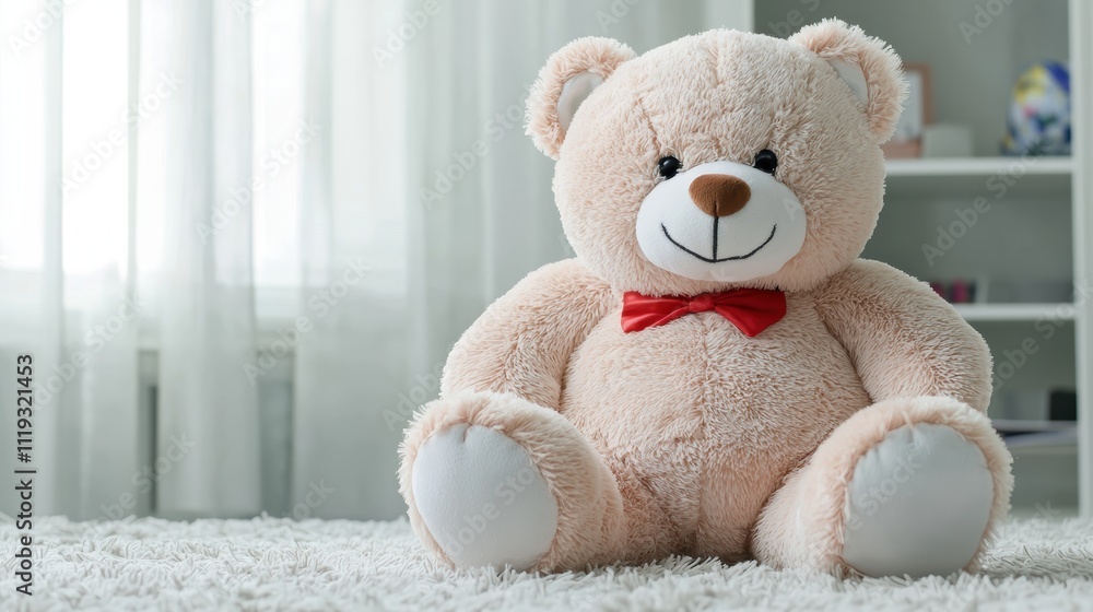 Cuddly Teddy Bear Cozy Room Realistic Plush Toy Soft Lighting Close-Up Cute Concept for Relaxing Spaces Cuddly Teddy Bear Cozy Room Realistic Plush Toy Soft Lighting Close-Up Cute Concept for Relaxing Spaces