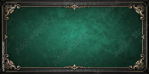 Elegant Emerald Green Background with Ornate Gold and Black Frame