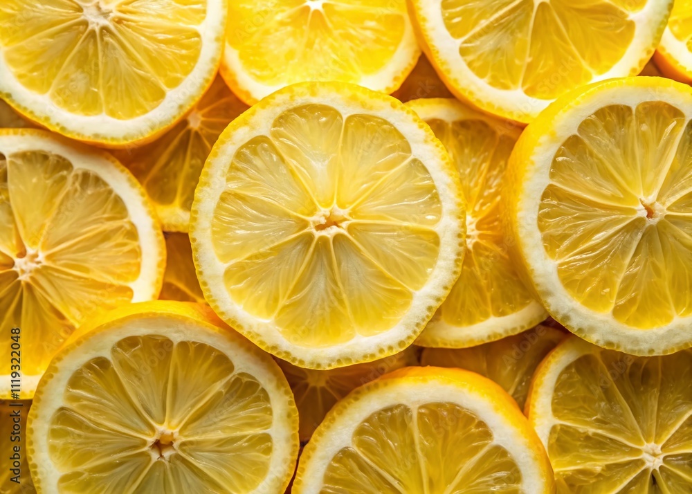 Close-Up Lemon Slices - Top View - Bright & Fresh Close-Up Lemon Slices - Top View - Bright & Fresh